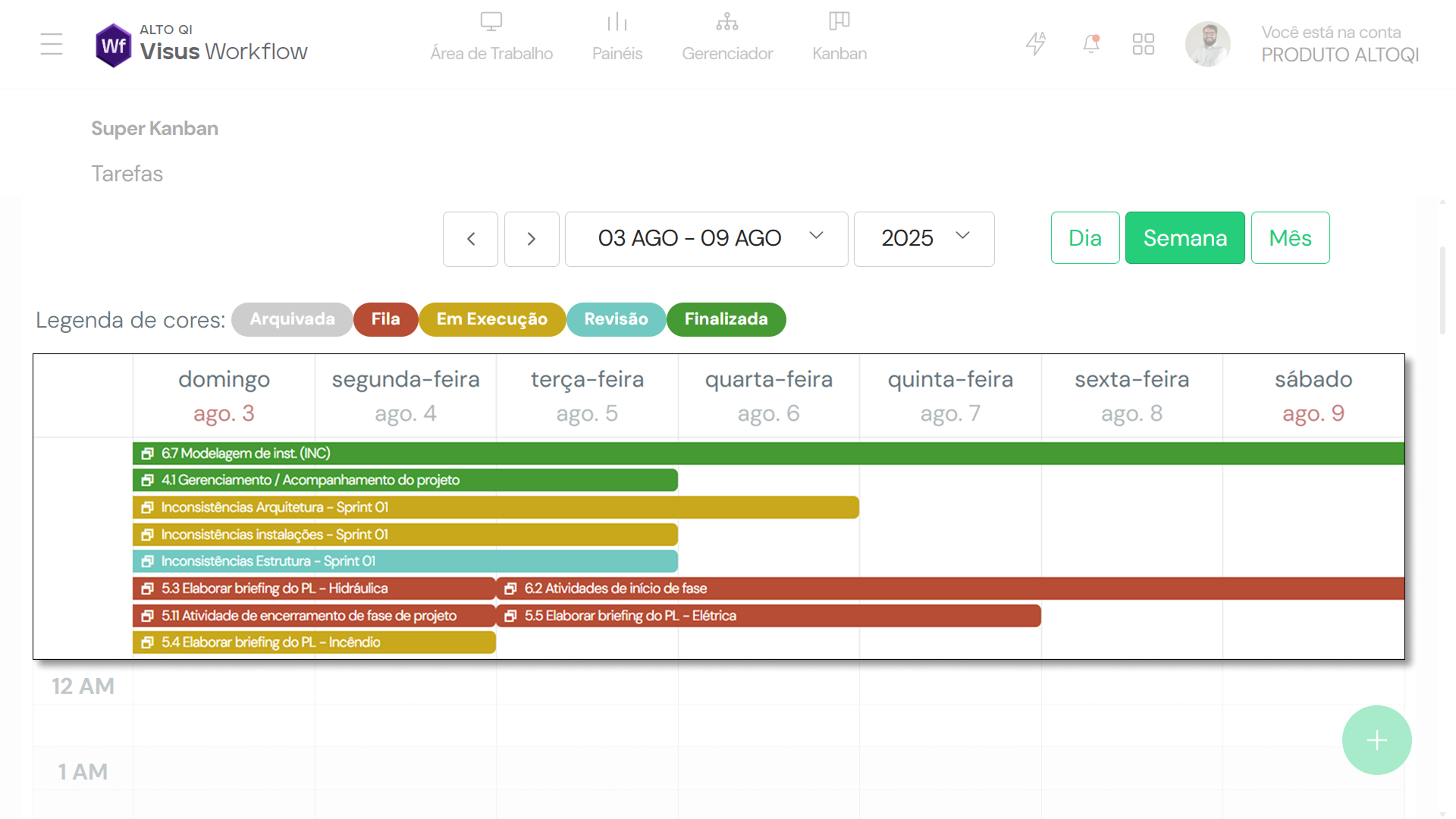 1 - Visualização por período no calendário