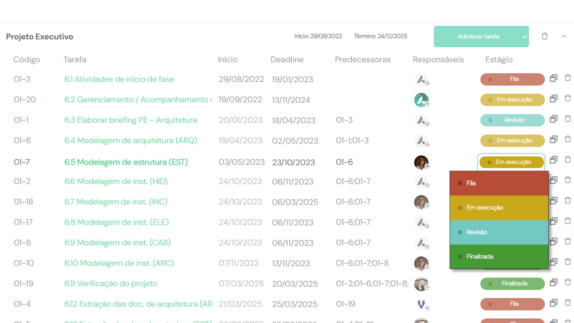 2 - Nova coluna de status de atividades