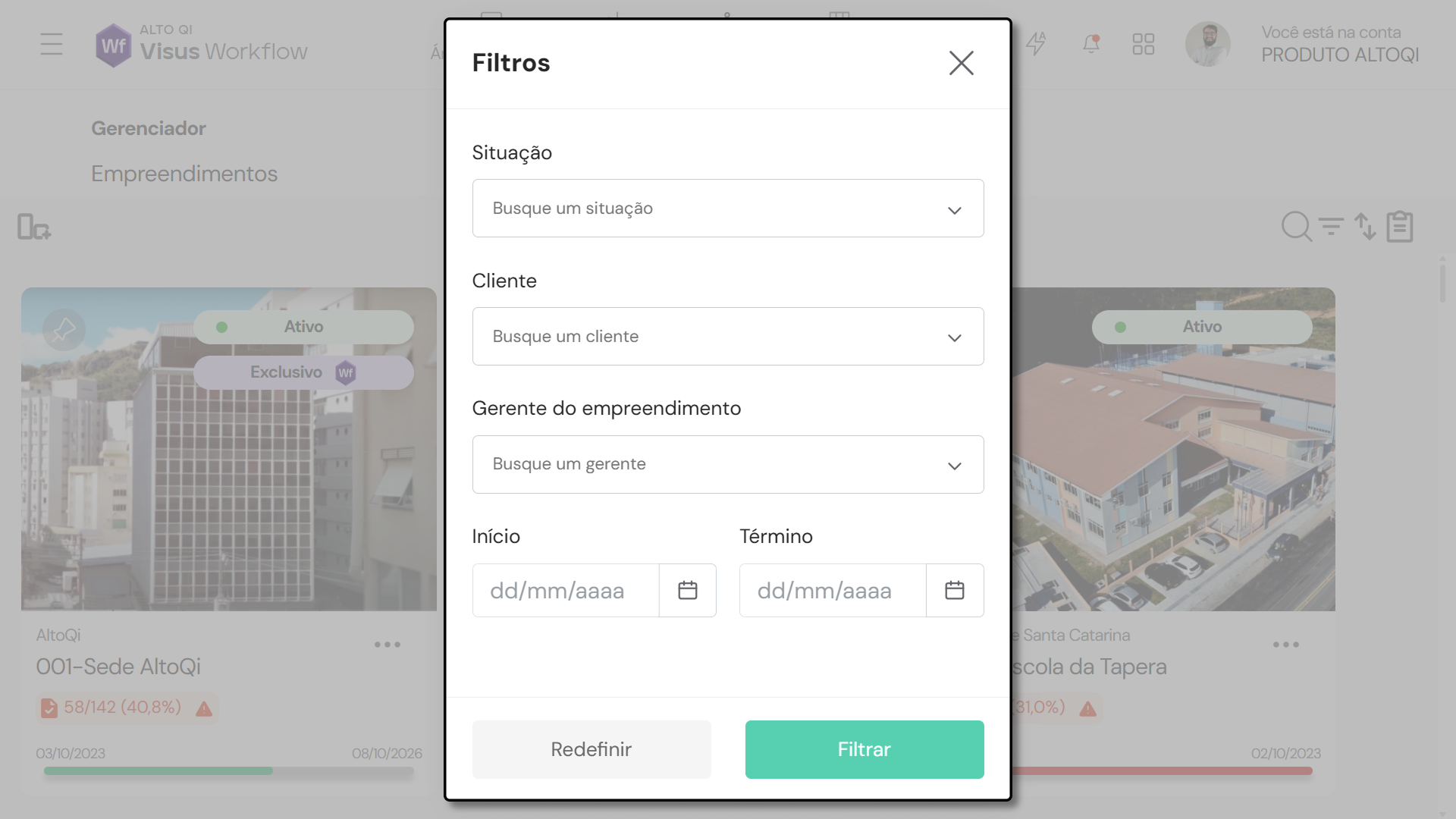 3 - Nova barra de busca nos empreendimentos