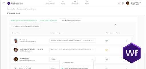Time do empreendimento